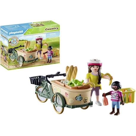 PLAYMOBIL - Cycliste avec vélo et remorque avant - Ferme - Jouet pour enfant de 4 ans et plus BLANC 2 - vertbaudet enfant 