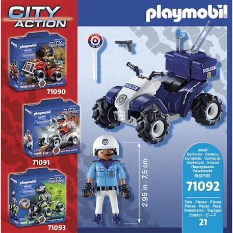 PLAYMOBIL - 71092 - Policier et quad BLEU 4 - vertbaudet enfant 