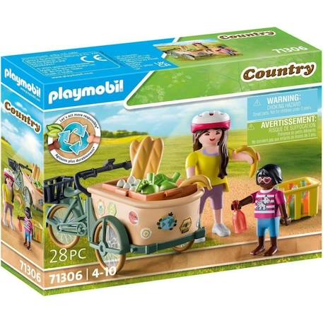 PLAYMOBIL - Cycliste avec vélo et remorque avant - Ferme - Jouet pour enfant de 4 ans et plus BLANC 1 - vertbaudet enfant 