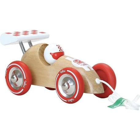 Voiture de course en bois à tirer - Vilac - Couleur naturel - Pour enfant de 12 mois et plus BEIGE 4 - vertbaudet enfant 