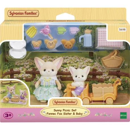 Set de pique-nique Fennec - SYLVANIAN FAMILIES - 2 personnages, vélo et accessoires BLANC 3 - vertbaudet enfant 