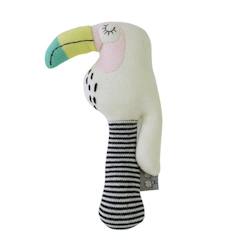 Jouet-Premier âge-Premières manipulations-Hochet en tricot de coton - SEVIRA KIDS - Toucan - Gris - Jouet d'éveil en tricot de coton