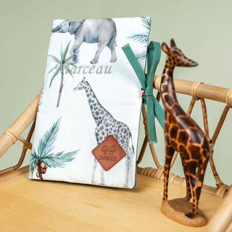 Protége carnet de santé bébé en coton - Safari BLANC 2 - vertbaudet enfant 