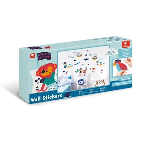 Stickers muraux Pirate en vinyle - WWALLT - W WALLTASTIC - Réutilisables - Multicouleur - Orange - Pirate BLANC 3 - vertbaudet enfant 