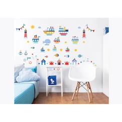 Linge de maison et décoration-Décoration-Objet déco-Stickers muraux enfant - WWALLT - Nautical - Multicouleur - Rouge - Vinyle