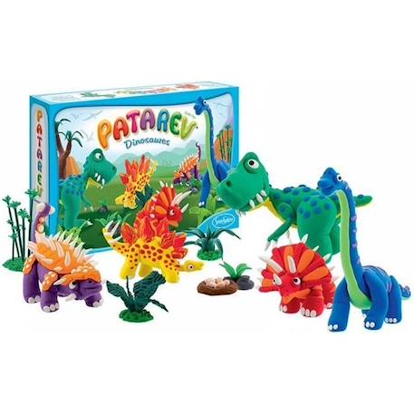 Jeu de modelage - SENTOSPHERE - Coffret Patarev dinosaures - 8 pots de Patarev et pas à pas illustrés VERT 1 - vertbaudet enfant 