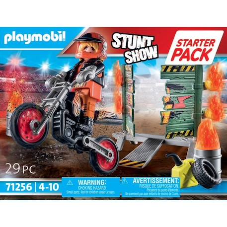 PLAYMOBIL 71256 Starter Pack Cascadeur, Moto Rutilante, Rampe de Feu, 29 pièces, Dès 4 ans BLEU 5 - vertbaudet enfant 