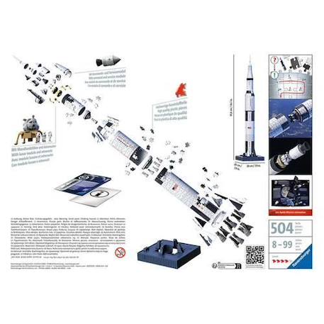 Puzzle 3D Fusée spatiale Saturne V - Ravensburger - 440 pièces - NASA - A partir de 8 ans BLANC 2 - vertbaudet enfant 