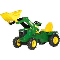 -Tracteur à pédales - RollyFarmtrac - John Deere 6210R - Chargeur - Pneus silencieux - Taille enfant 104-152cm