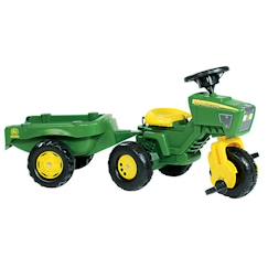 Jouet-Tricycle à pédales avec remorque RollyTrac John Deere - ROLLY TOYS - Vert - A partir de 3 ans