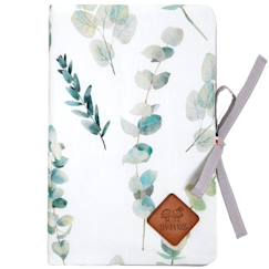 Puériculture-Sac à langer-Protége carnet de santé bébé en coton - Eucalyptus