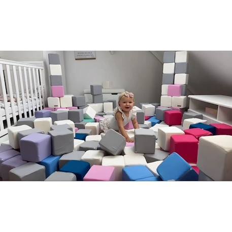 Jouet pour enfants - VELINDA - Pyramide - 45 blocs en mousse - blanc, bleu, gris BLANC 3 - vertbaudet enfant 