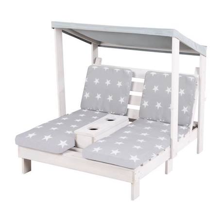 ROBA Double Chaise Longue pour Enfants avec Coussins Little Stars Déhoussables et Pare-Soleil - Bois Résistant Gris GRIS 1 - vertbaudet enfant 