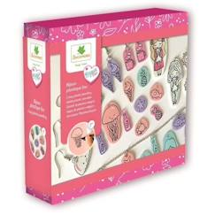 Jouet-Activités artistiques et musicales-Loisirs créatifs-Coffret de création de bijoux en plastique fou - SYCOMORE - Corail, vert d'eau, rose, violet, blanc