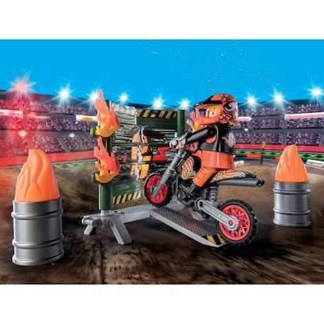 PLAYMOBIL - 71256 - Starter Pack Cascadeur - Moto Rutilante - Rampe de Feu BLEU 4 - vertbaudet enfant 