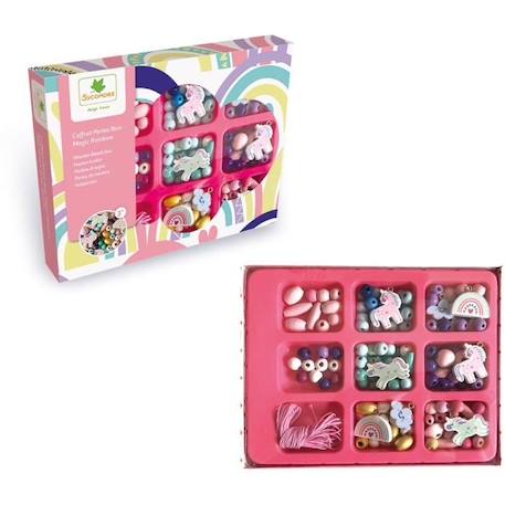 Sycomore - Coffret de perles en bois magic rainbow ROSE 2 - vertbaudet enfant 