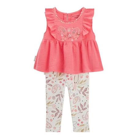 Ensemble blouse et legging en gaze de coton bébé fille Haapiti ROSE 1 - vertbaudet enfant 