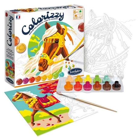 Peinture par numéros - Sentosphere - Colorizzy Chevaux - Acryliques de qualité - Pour artistes de tous niveaux BLANC 3 - vertbaudet enfant 