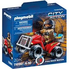 Jouet-PLAYMOBIL 71090 Pompier et quad, City Action, Les pompiers, 20 pièces, Dès 4 ans