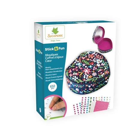 Coffret à bijoux en forme de coeur avec mosaïques et joyaux étincelants - Sycomore BLANC 1 - vertbaudet enfant 