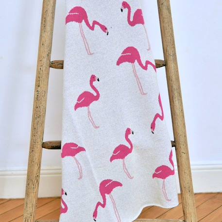 Couverture pour  en coton bio FLAMANT ROSE GRIS 2 - vertbaudet enfant 