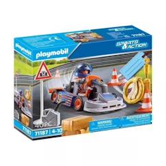 Jouet-Jeux d'imagination-Playmobil - 71187 - Pilote de kart - Sports and Action - Mixte - 40 pièces
