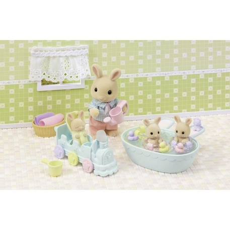 Figurines miniatures - SYLVANIAN FAMILIES - 5707 - Les triplés Lapin Crème et accessoires de bain BLANC 4 - vertbaudet enfant 