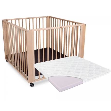 Parc bébé pliant en bois naturel tiSsi Moritz - Matelas 89x85 - 0 à 24 mois BEIGE 1 - vertbaudet enfant 