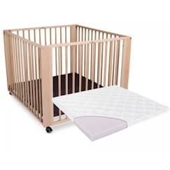 Parc bébé pliant en bois naturel tiSsi Moritz - Matelas 89x85 - 0 à 24 mois  - vertbaudet enfant