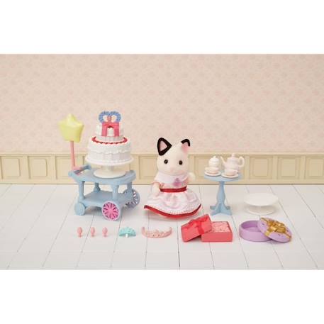 Figurines miniatures - SYLVANIAN FAMILIES - 5646 - La fille Chat bicolore et son goûter d’anniversaire BLANC 3 - vertbaudet enfant 