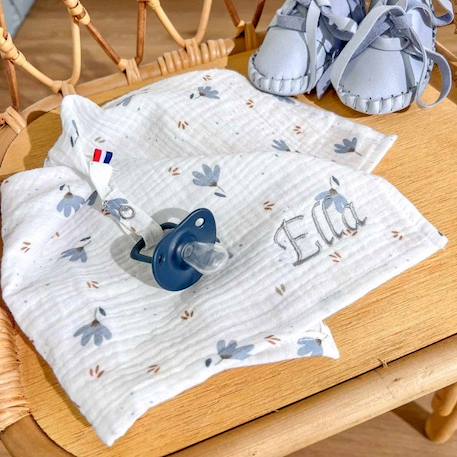 Doudou lange attache tétine en gaze de coton Bleuet - SEVIRA KIDS - Pour bébé - Multicolore - 40x40 cm BLANC 2 - vertbaudet enfant 