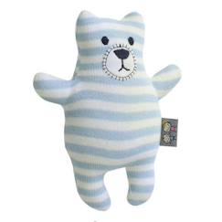 Jouet-Premier âge-Peluche - SEVIRA KIDS - Ourson en tricot - Bleu - 35 cm x 16 cm - Bébé - Mixte