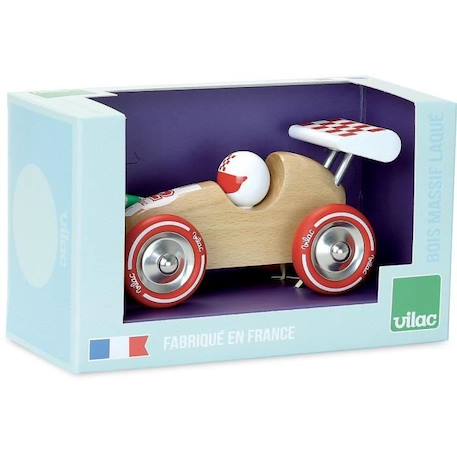 Voiture de course en bois à tirer - Vilac - Couleur naturel - Pour enfant de 12 mois et plus BEIGE 1 - vertbaudet enfant 