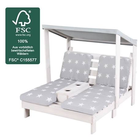 ROBA Double Chaise Longue pour Enfants avec Coussins Little Stars Déhoussables et Pare-Soleil - Bois Résistant Gris GRIS 3 - vertbaudet enfant 