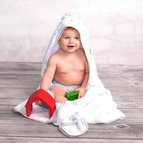 Cape de bain en coton et bambou pour bébé - Sevira Kids - Collection Stella - Blanc BLANC 2 - vertbaudet enfant 