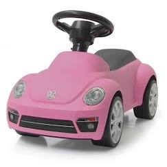 Jouet-Premier âge-Bascules, chariots de marche, trotteurs et porteurs-Voiture à pousser VW Beetle rose vif pour enfants - JAMARA - Anti-bascule - Klaxon au volant - Pneu silencieux