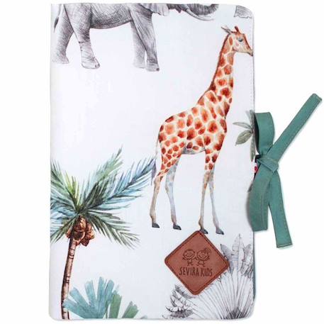 Protége carnet de santé bébé en coton - Safari BLANC 1 - vertbaudet enfant 