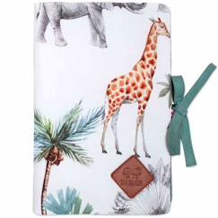 Puériculture-Sac à langer-Accessoires sac-Protége carnet de santé bébé en coton - Safari