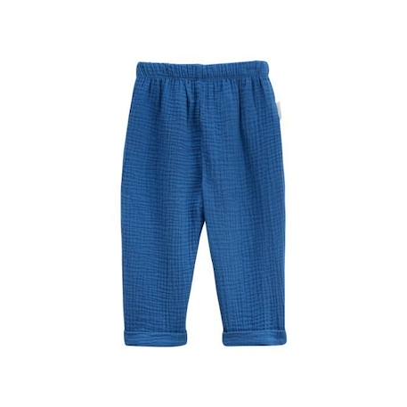 Pantalon bébé en gaze de coton Flora BLEU 2 - vertbaudet enfant 