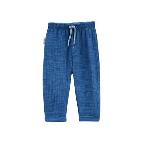 Pantalon bébé en gaze de coton Flora BLEU 1 - vertbaudet enfant 