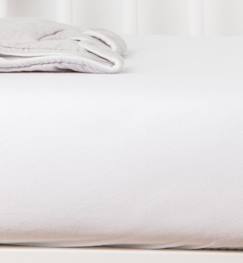 -Drap housse Coton Bio jersey- pour lit Bébé (Blanc - 60 x 120 cm)