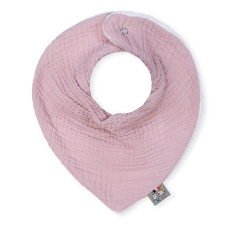 Bavoir bandana gaze de coton, Jeanne Vieux Rose Dès la naissance ROSE 1 - vertbaudet enfant 