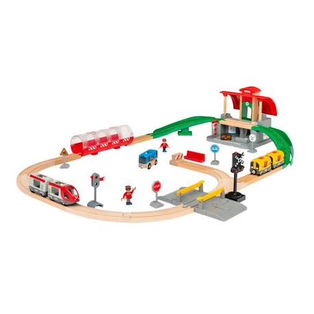 Circuit de train en bois BRIO - Gare centrale - Coffret complet 37 pièces - Mixte dès 3 ans VERT 2 - vertbaudet enfant 