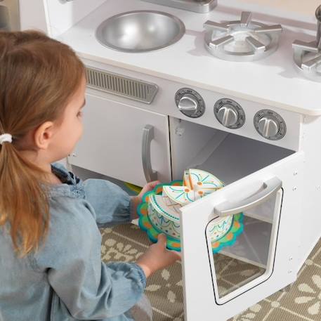 KidKraft - Cuisine en bois pour enfant Vintage Blanc, avec four, réfrigérateur et micro-ondes BLANC 6 - vertbaudet enfant 