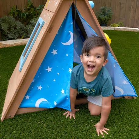 KidKraft - Cabane tipi en bois pour enfant avec mur d'escalade MARRON 5 - vertbaudet enfant 