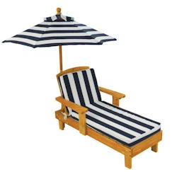 Kidkraft - Chaise longue d'extérieur en bois pour enfant avec parasol et coussin  - vertbaudet enfant