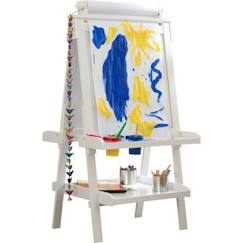 Jouet-Activités artistiques et musicales-Tableaux, dessin et peinture-Chevalet Blanc Ajustable en Bois