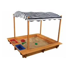 Jouet-Jeux de plein air-Jeux de plage-Bac à sable d'extérieur avec auvent - KIDKRAFT - Bleu marine et blanc - Bois résistant aux intempéries