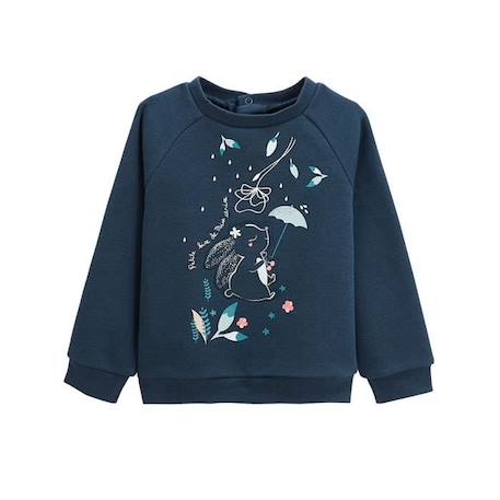 Sweat-shirt en molleton bébé fille Misscerise BLEU 1 - vertbaudet enfant 