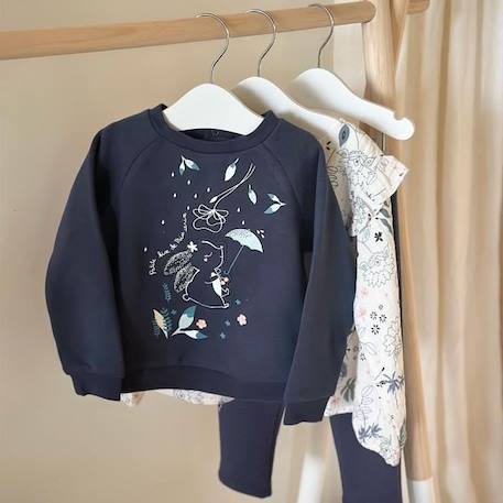 Sweat-shirt en molleton bébé fille Misscerise BLEU 4 - vertbaudet enfant 